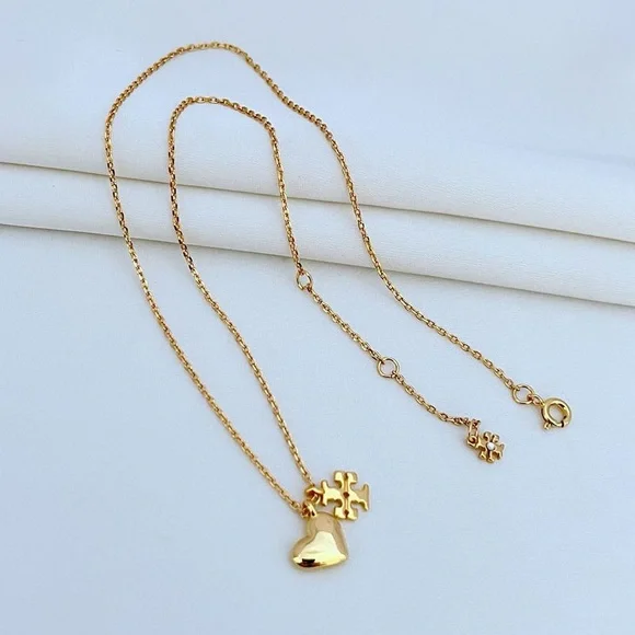 Tory burch Gold Heart and Puzzle Pendant Necklace - Picture 3 of 10